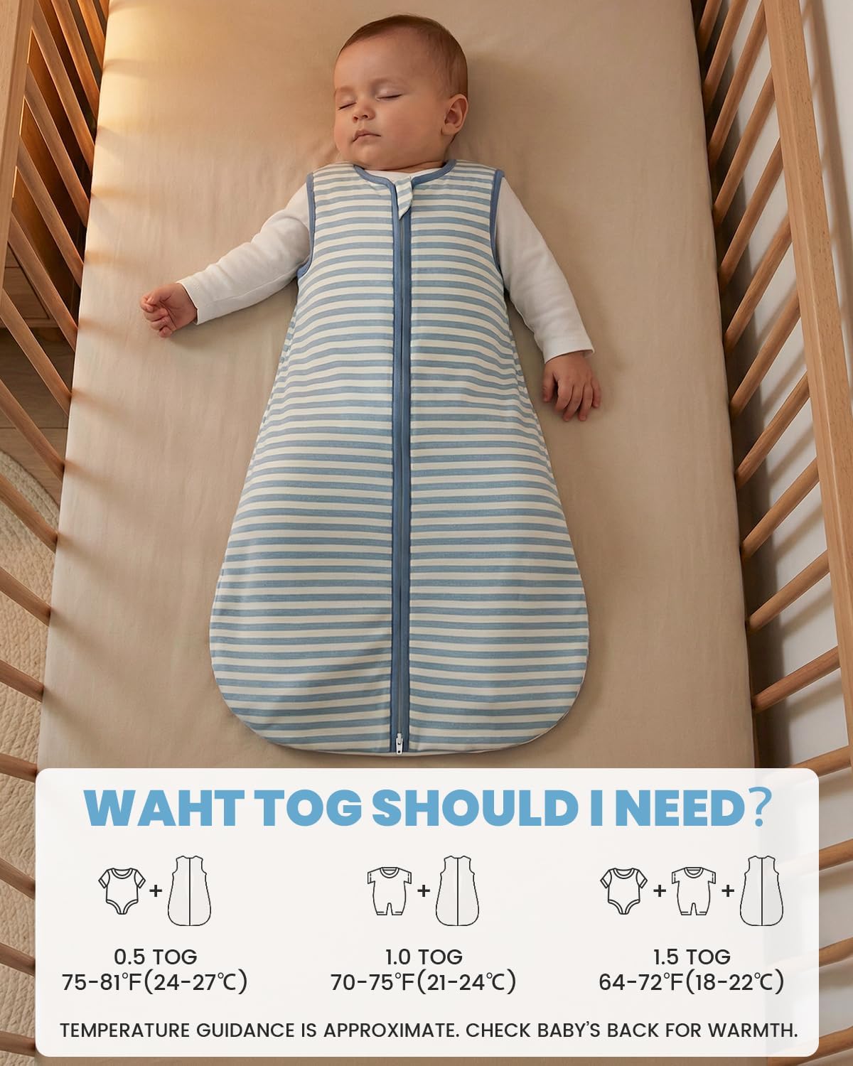 JiAmy Baby Sleeping Bag Cotton Sleep Sack 2 Pack, Unisex Baby Wearable Blanket for Newborn & Infant 0-24 Months