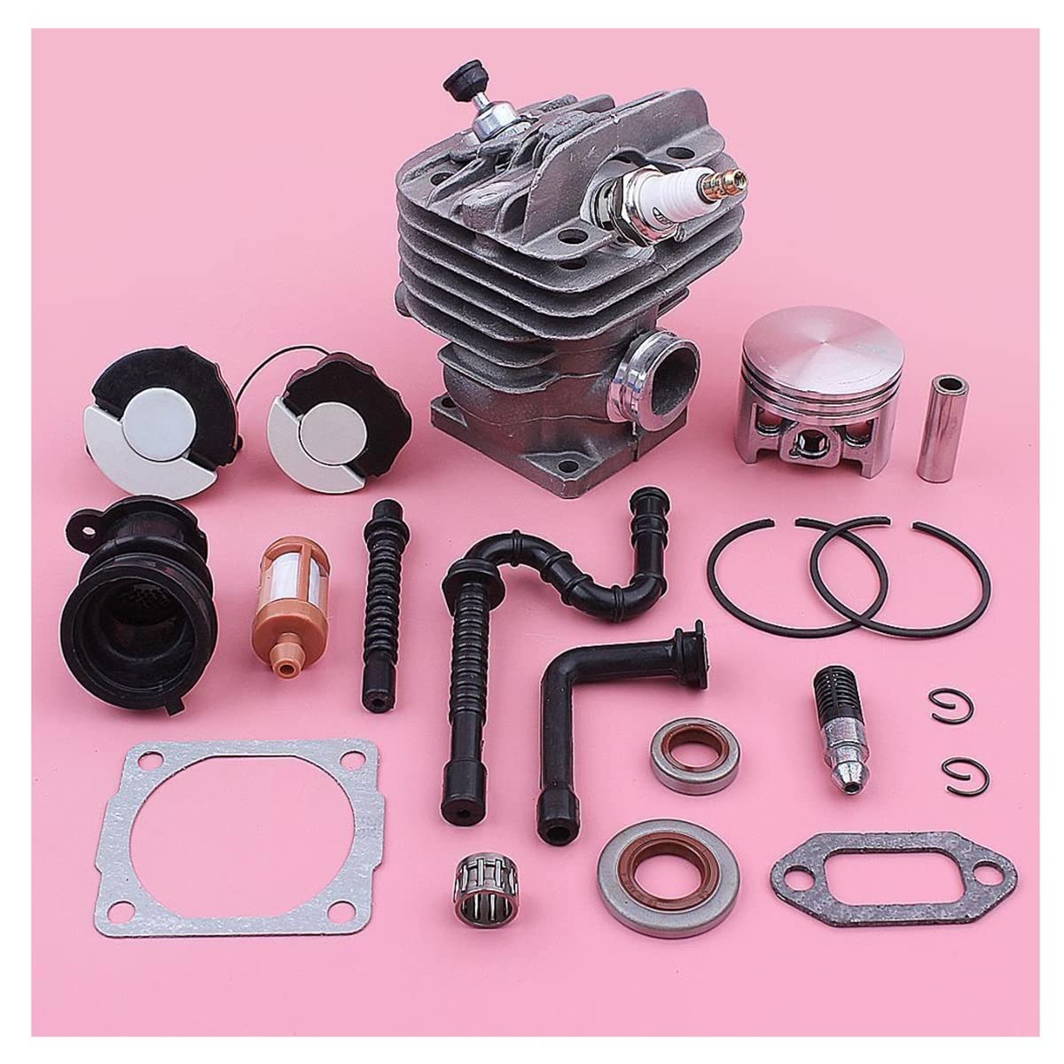 Kit de válvula de descompresión de pistón cilíndrico de 44 mm para motosierra STL026 MS260 1121 020 1217, sello de aceite, tapa de combustible, tubo de admisión para patio, césped, jardín, piezas de