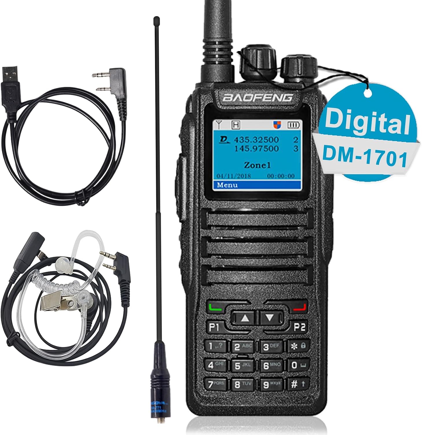 BAOFENG DM-1701 Digital Two Way Radio DMR Analog Walkie Talkie GD-77 Dual Band 5W Long Range Amateur Radio