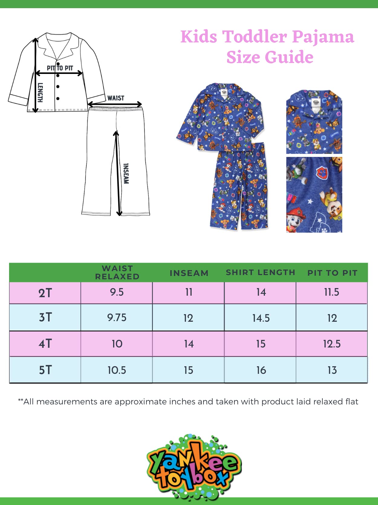 Conjunto de pijama de franela Paw Patrol para niños pequeños