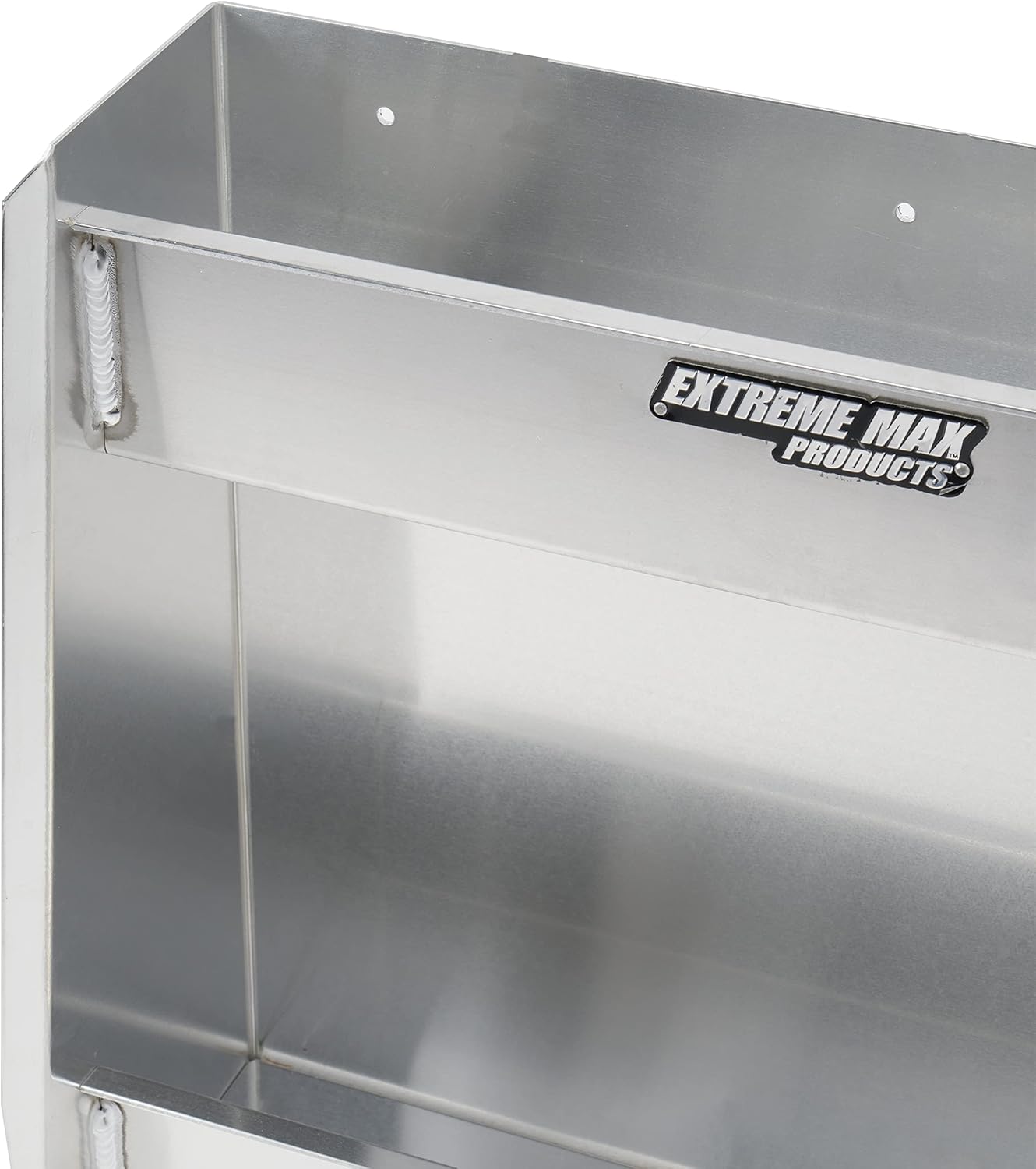 Extreme Max 5001.6205 Wall-Mount Aluminum 2-Shelf Open Storage Cabinet for Race Trailer, Garage, Shop, Enclosed Trailer, Toy Hauler - Silver