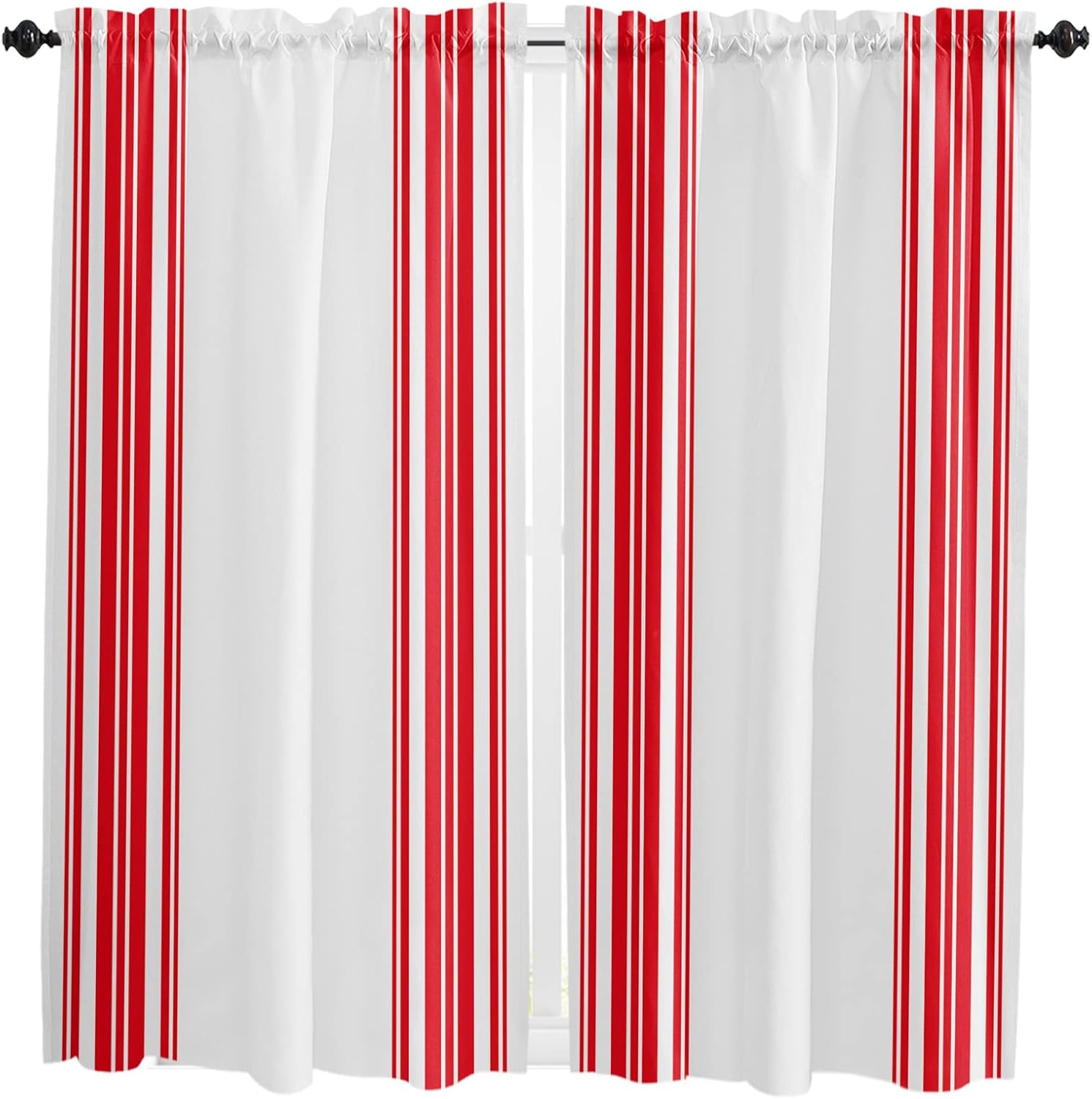 Window Curtains 63 Inch Length for Living Room Bedroom, Red