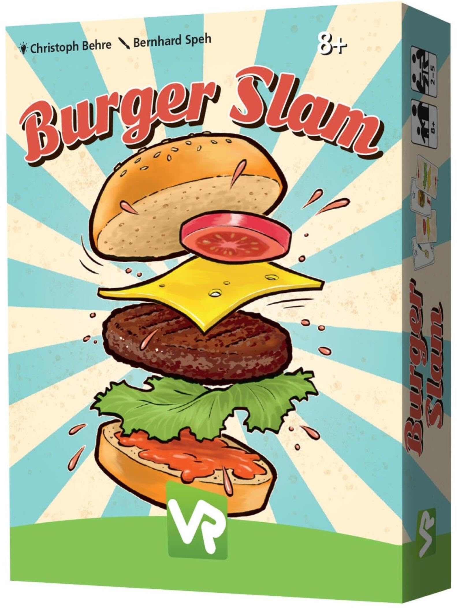 Burger Slam Fast-Paced Card Game for 2-5 Players, Ages 8+, 60 Topping Cards, Family-Friendly Fun