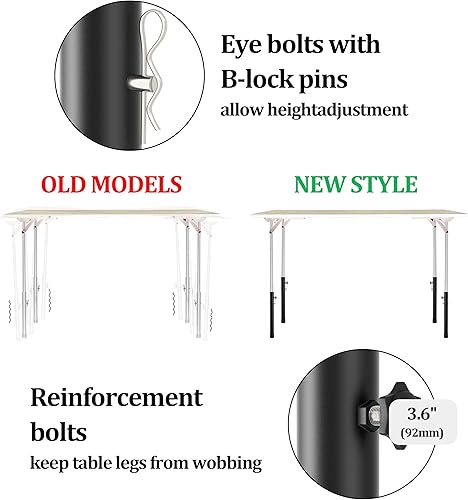 Miniatura 11 de Elevadores de mesa plegables para mesas plegables, patas rectas/dobladas, extensiones de patas de mesa plegables duraderas, 2 niveles/alturas,