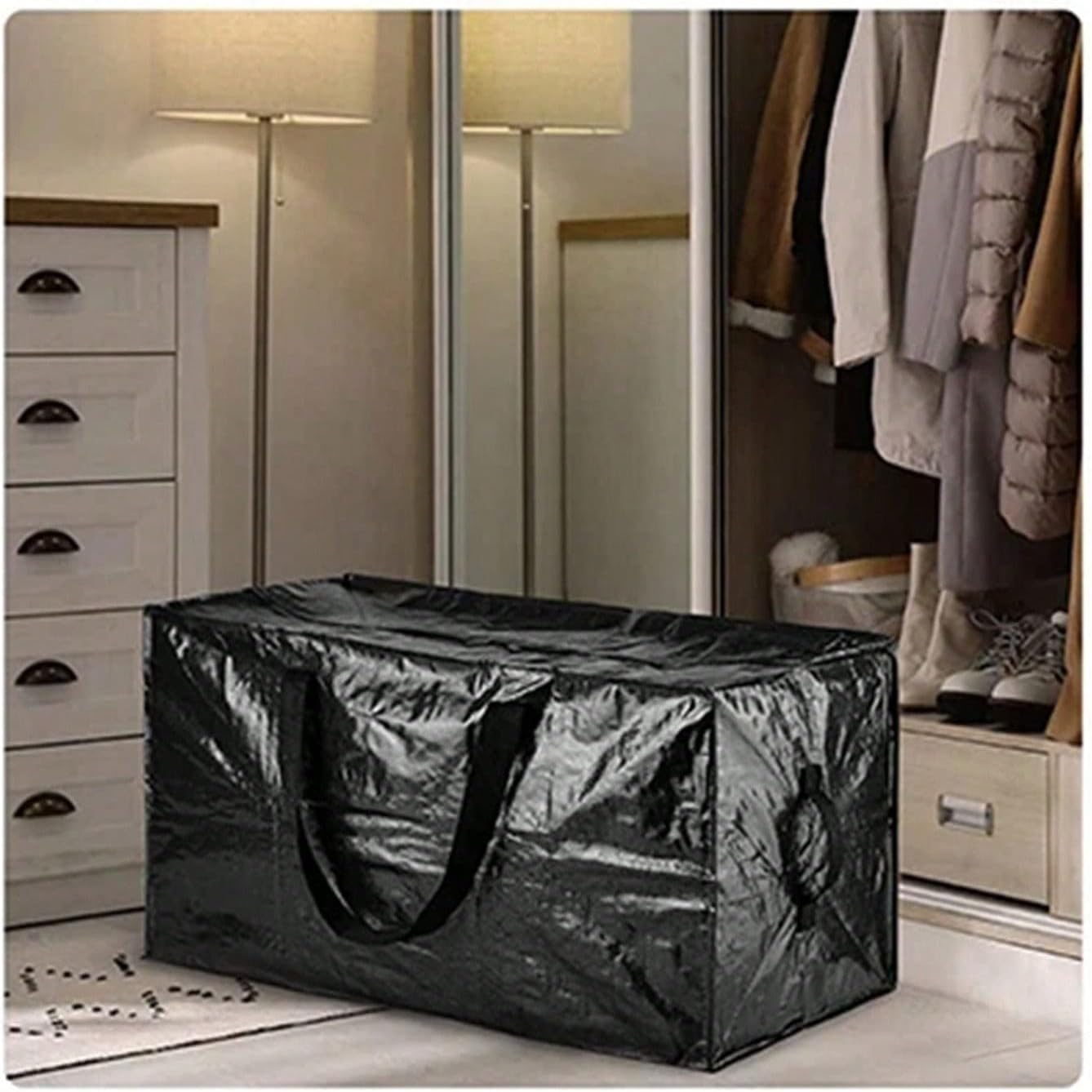 Heavy Duty Moving Bags 1/2/4Pcs Multifunctional Large Capacity Portable Shoulder Strap Storage Bag Mobile Tote for Supplies(Black 4 Pcs)