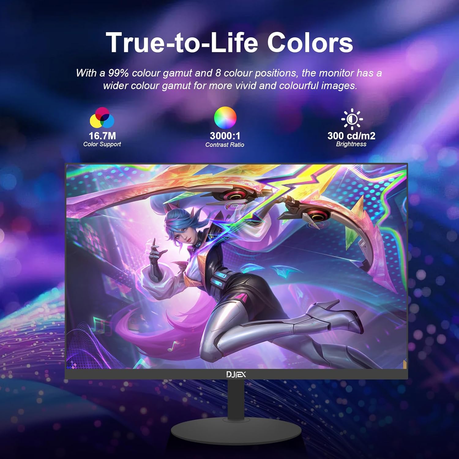 DJiEX 24 inch Monitor FHD 1920x1080p 75Hz Refresh Rate 16:9 Aspect Ratio Ergonomic Tilt Home Office Gaming Monitor Sync Visual Experience for Work & Play Support Wall Mount Install 24inch/75hz/FHD