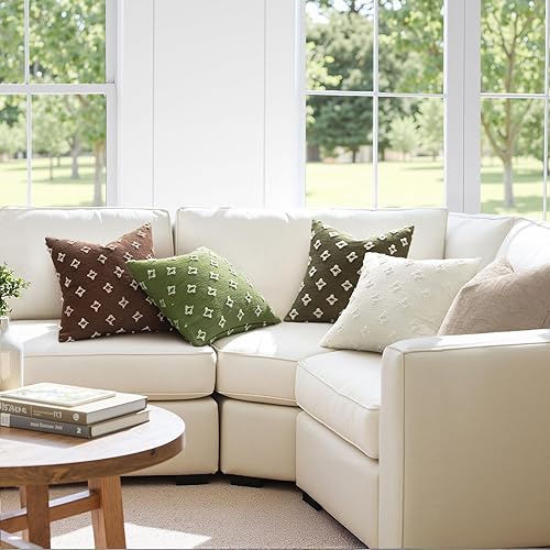 Miniatura 6 de MIULEE - Juego de 2 fundas de almohada decorativas para funda de cojín de jacquard de rombos, funda de cuadros suaves para sofá, cama, dormitorio y