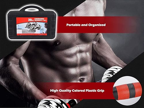 Miniatura 7 de Juego de mancuernas ajustables de hierro fundido con peso de hasta 66 libras44 libras, peso libre con barra de conexión utilizada como barra, para