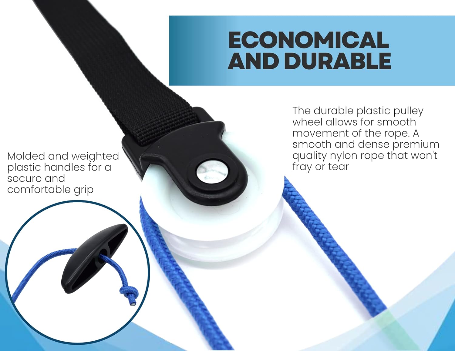 LiftAid Shoulder Pulley for Physical Therapy with Exercise Guide - Improves Shoulder Strength & Range of Motion - Reduces Pain, Helps in Muscle Recovery (Blue Pack of 10)