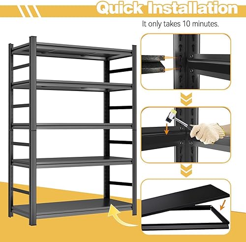 Miniatura 4 de Estantería de metal de 72 pulgadas de alto, estantes de almacenamiento de metal de 3500 libras, estantería ajustable de 5 niveles, estantes de