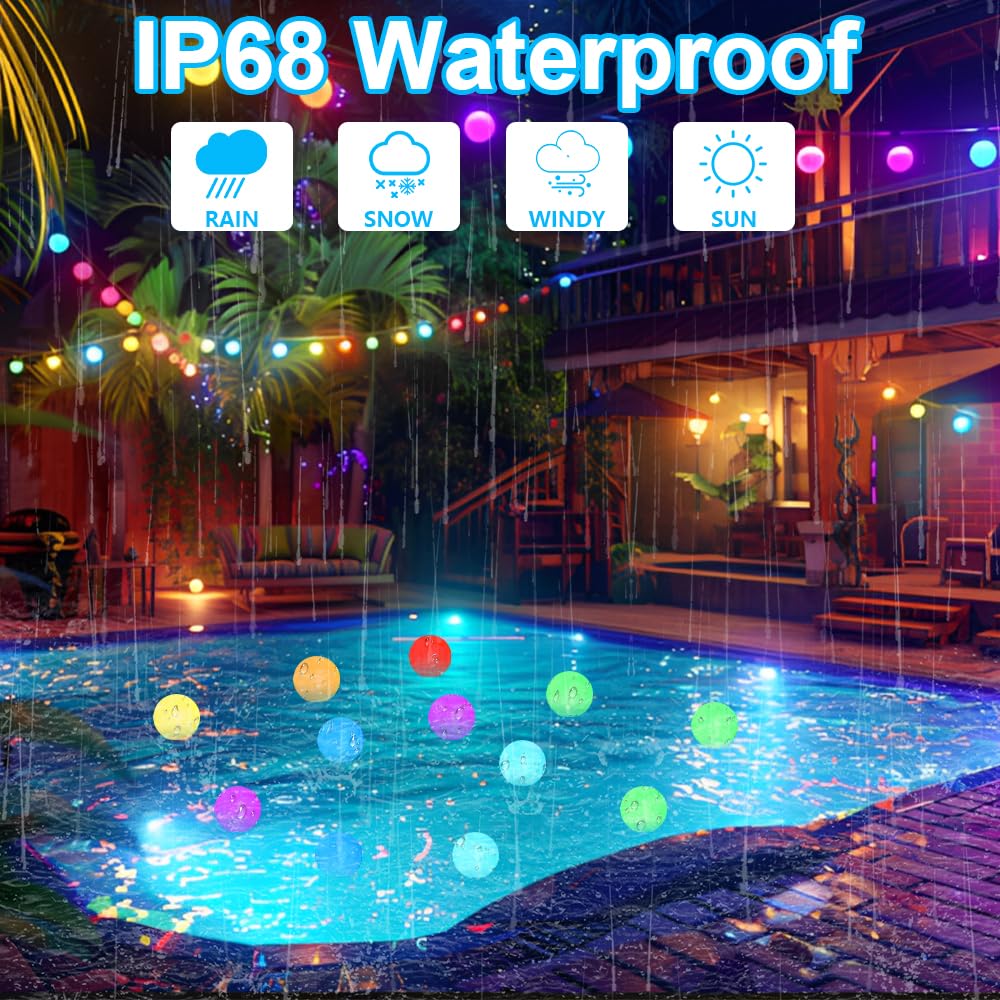 4 Stück Schwimmende Poolbeleuchtung, 16 RGB Farbwechsel Pool Lichter Schwimmend mit Fernbedienung, USB-Aufladung, Wasserdichtes Poolbeleuchtung Schwimmend, Pool Licht für Garten, Teich, Party
