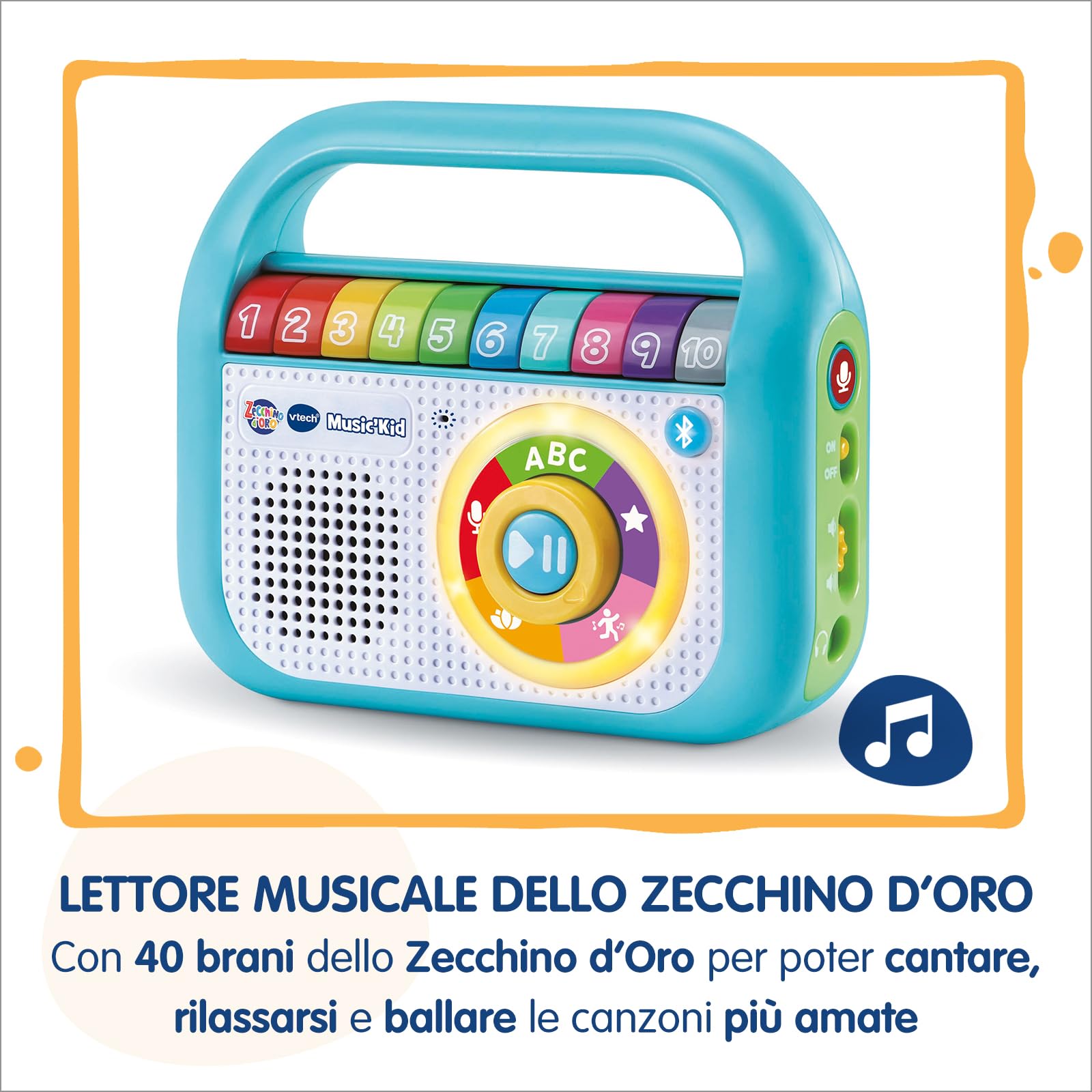 VTech Music Kid Lettore MP3 Bambini 40 Brani Originali Zecchino d'Oro Bluetooth Walkman Italiano