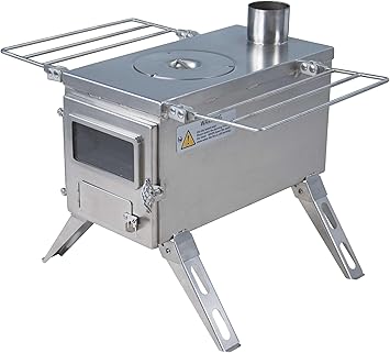 Winnerwell Nomad Medium Tent Stove | Tiny Portable Wood Burning Stove for Tents, Shelters, and Camping | 800 Cubic Inch Firebox | Precision Stainless Steel Construction | Includes Chimney Pipe