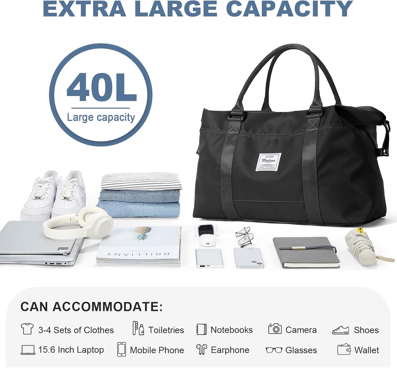 HYC00 Travel Duffel Bag,Carry-on Overnight Weekender Bags for Women,Sports Tote Gym Bag with Wet Pocket