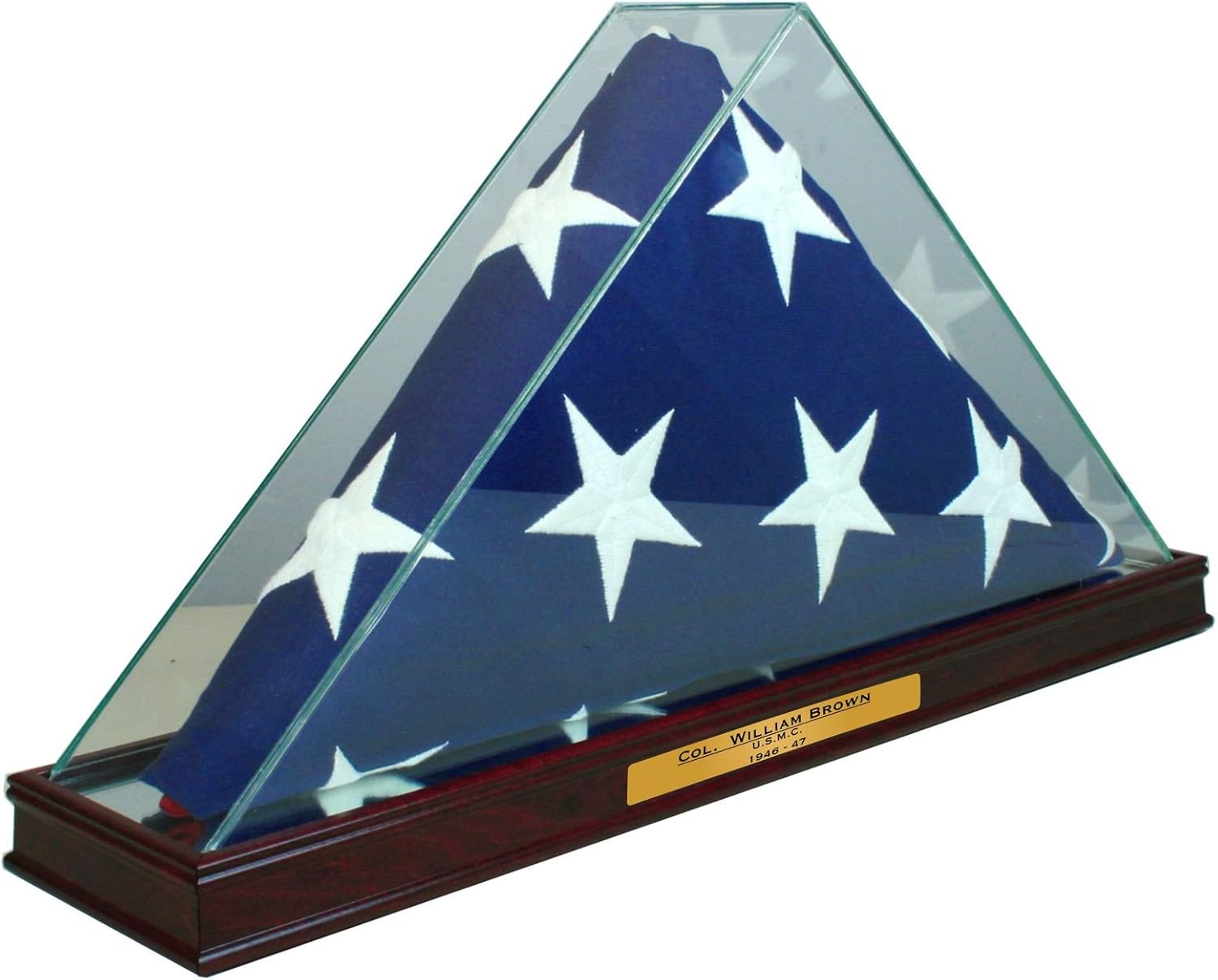 Perfect Cases Premium Glass Flag Display Case with Real Wood Moulding | Black, Cherry or Walnut | Add Custom Engraving | Fits 9.5' x 5' Burial Flag