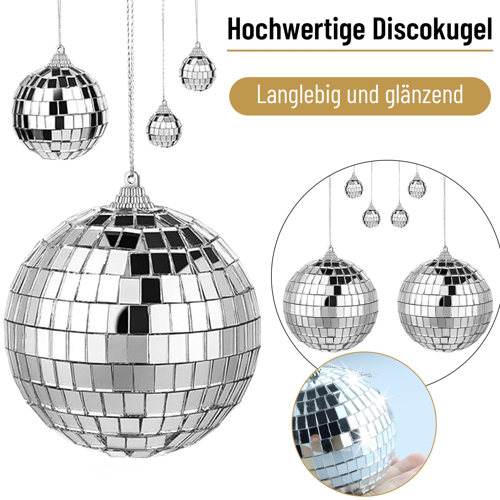 13 Boules Miroir Disco Brillantes Pour Décorer | Diamètres 10/7/5/3/2 Cm | Décoration Sapin Noël, Fête, Mariage, Effet Lumière Années 80