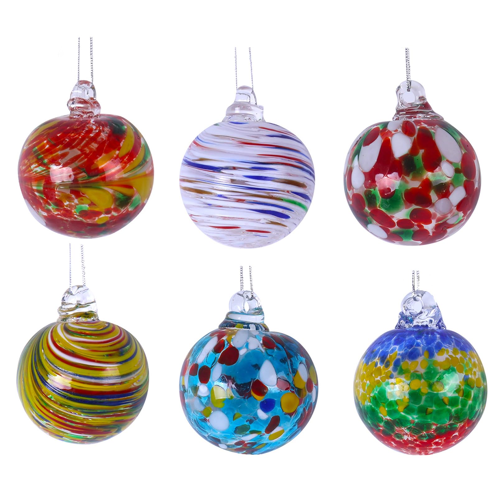 6 Piezas Bola de Navidad Pintada de Vidrio Bola de Vidrio Transparente Decoración de Navidad Adornos de Bolas de Vidrio Transparente Bola de Árbol de Navidad de Vidrio para (B)