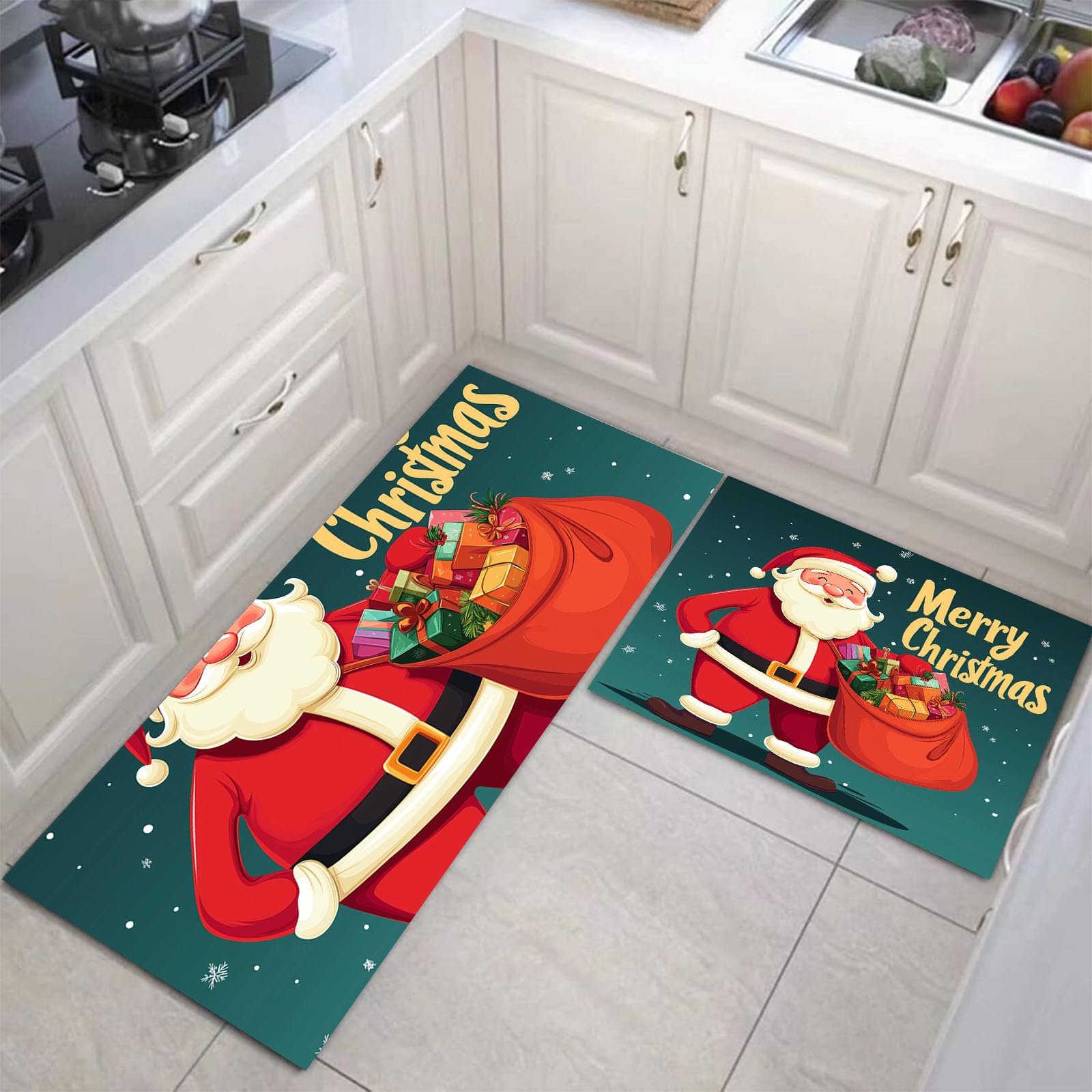 Tapis cuisine antidérapant rouge lavable, paillasson absorbant l'huile pour entrée 40x60