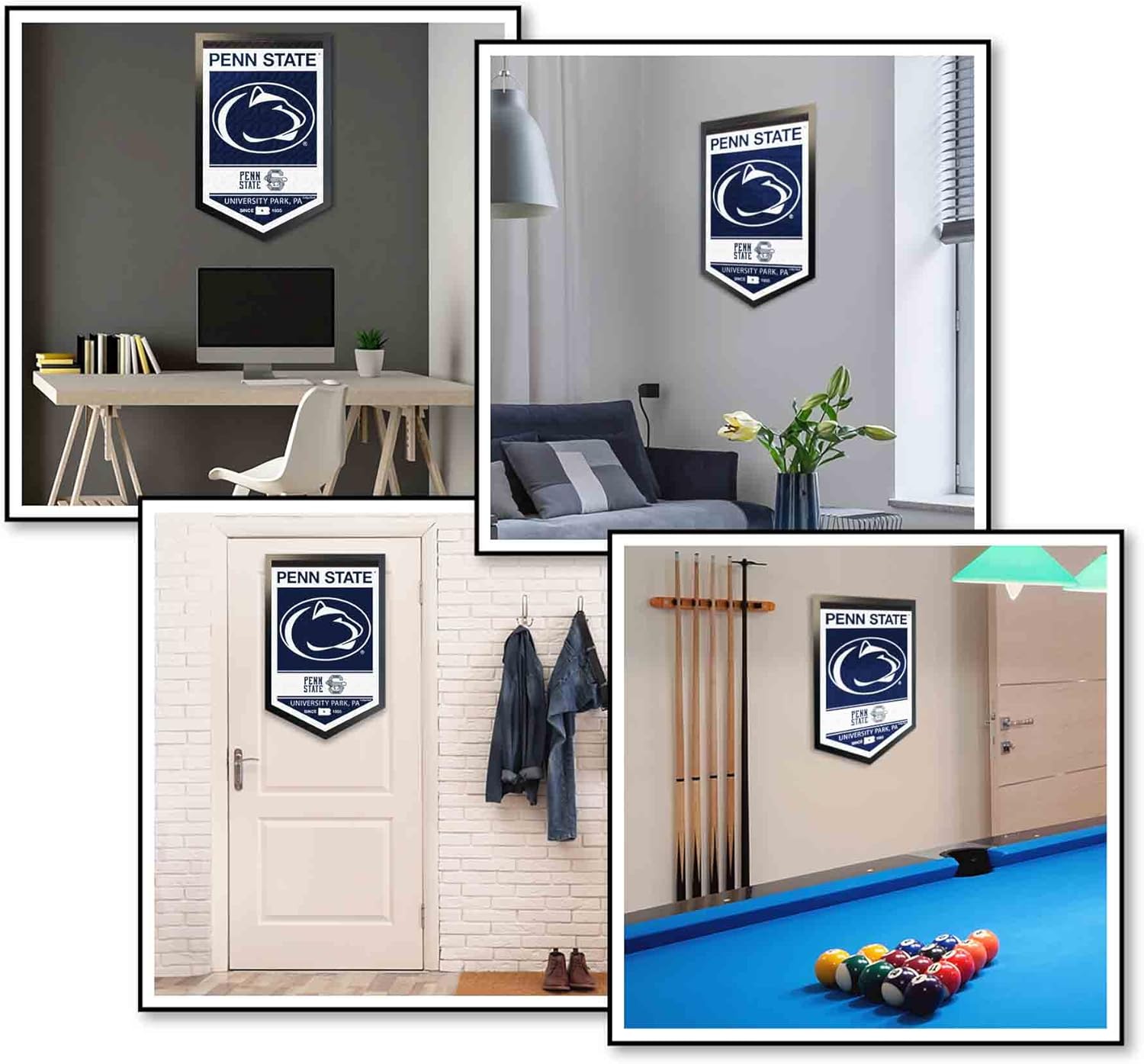 College Flags & Banners Co. Penn State Nittany Lions Heritage Logo History Banner and Wood Banner Frame