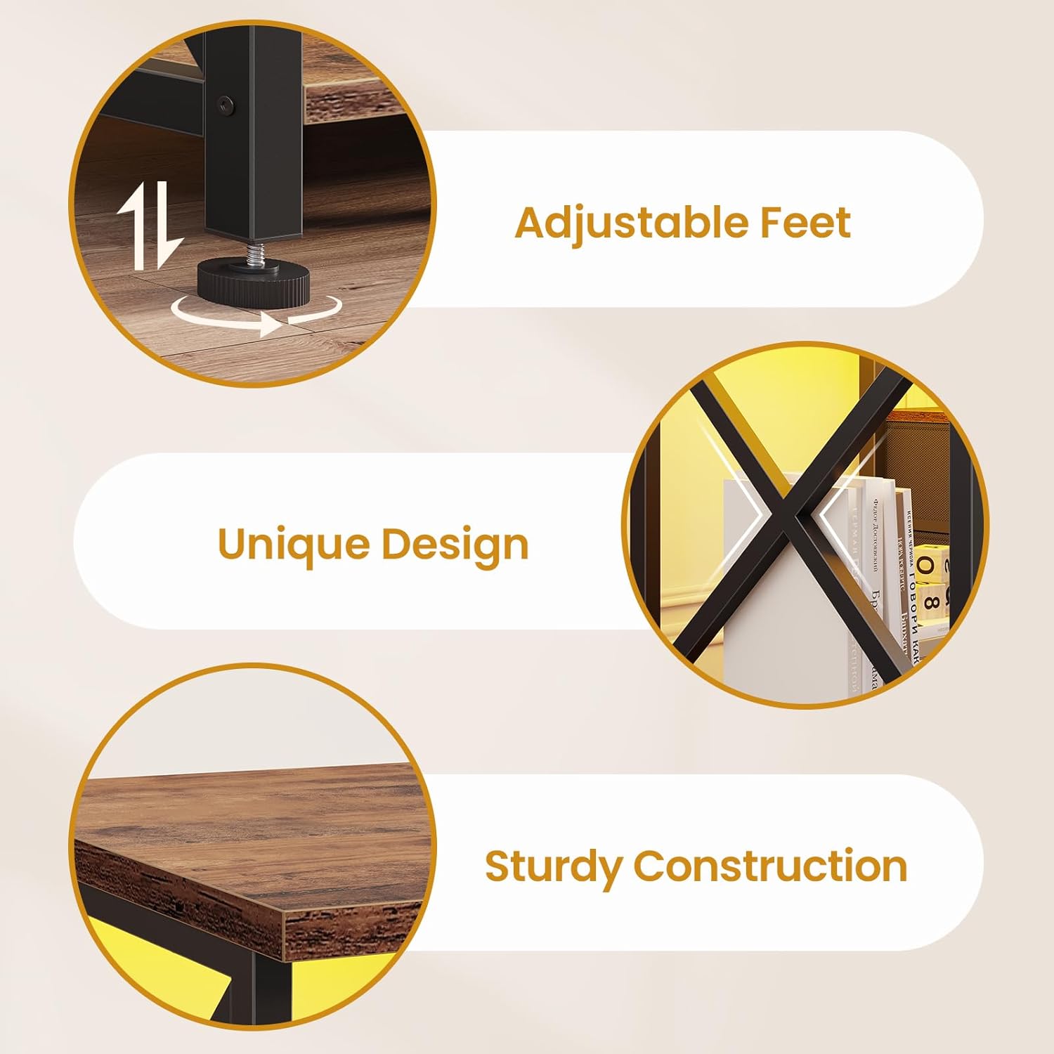 BTHFST TV Stand with LED Lights & Power Outlets, for TVs up to 85 Inches, 6 Drawers Entertainment Center with Open Storage Shelves, 71" TV Media Console Table for Living Room, Bedroom, Rustic Brown