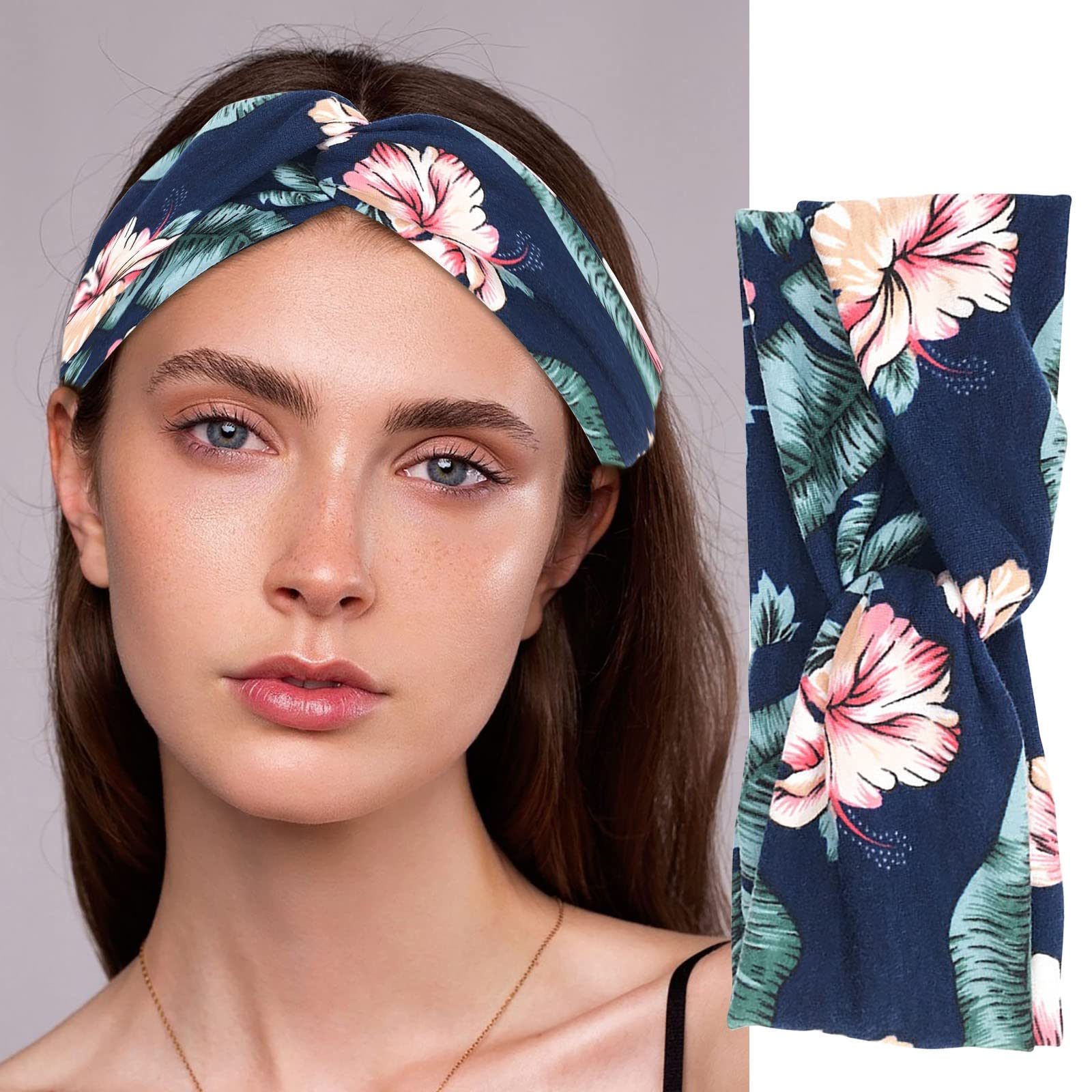 BECUS 3 Fasce Estive Bohémien Per Donna – Morbido Turbante Floreale In Cotone Per Yoga, Sport, Spiaggia