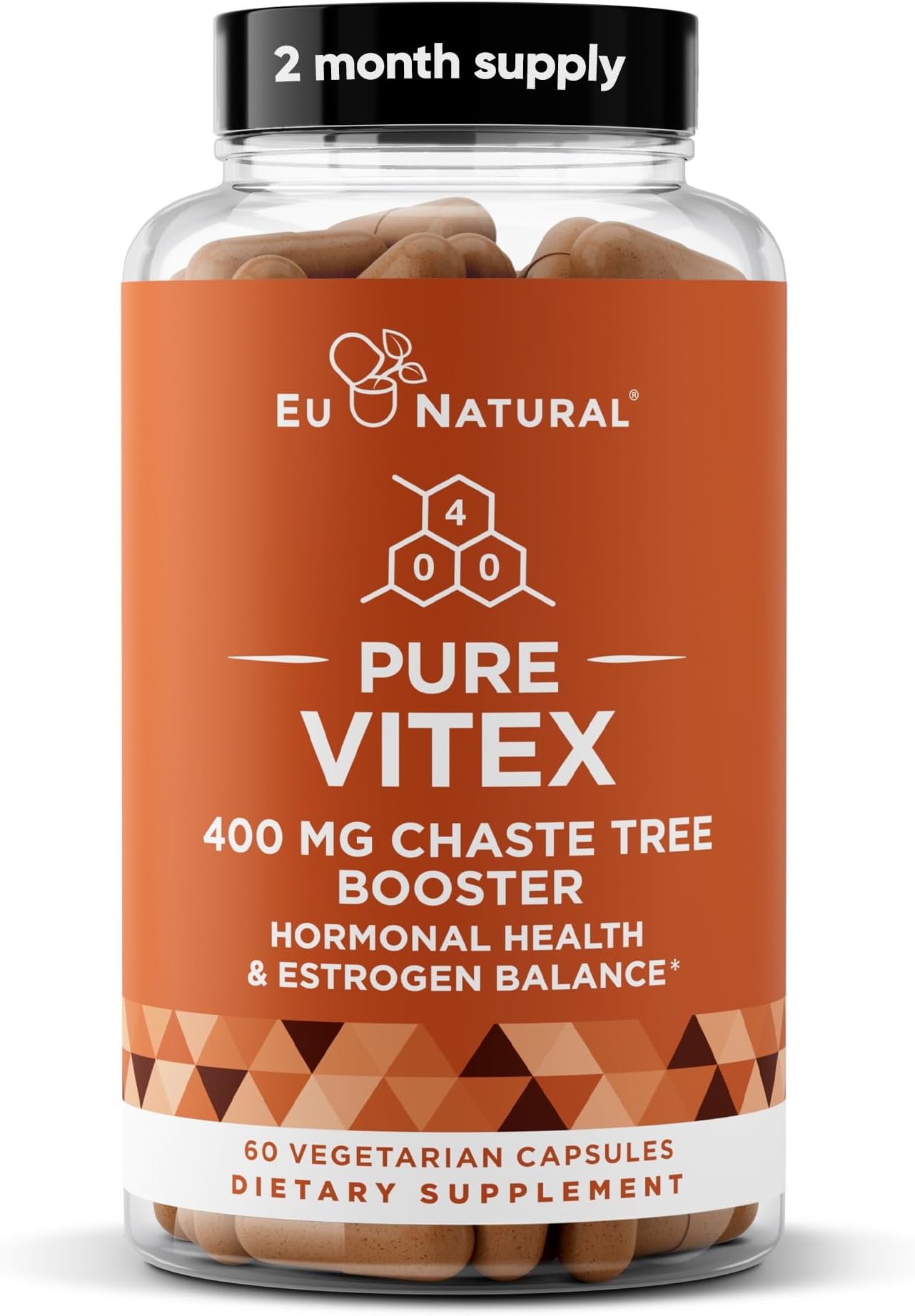 Vitex Pure 400 Mg Chasteberry - Natural PMS Support, Balance Hormones, Regulate Cycle, Promote Skin Health - Full-Spectrum & Standardized - 60 Vegan Soft Capsules