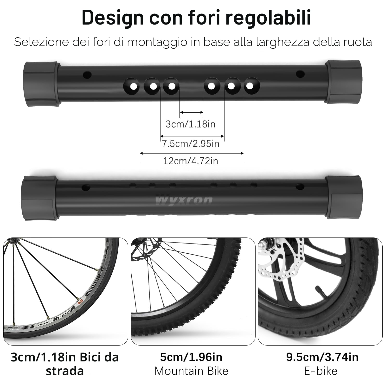 Rastrelliera Per Biciclette Wyxron Portabici Da Terra Acciaio Regolazione Distanza Montaggio Pavimento Parete