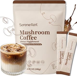 SereneRoot Mushroom Coffee, Instant Mushroom Coffee with 6 Adaptogenic Mushrooms and MCT Oil for Better Ene...
