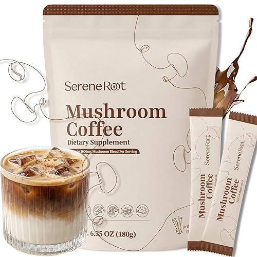 Mushroom Coffee, Instant Mushroom Coffee with 6 Adaptogenic Mushrooms and
