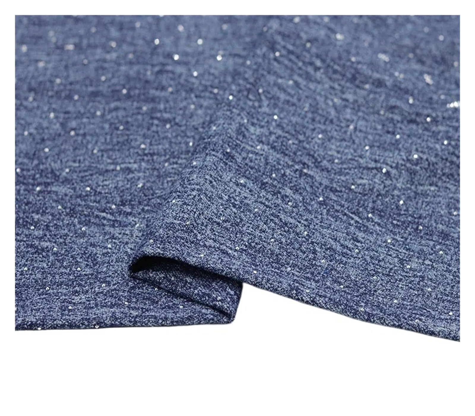Washing Denim Fabric with Shiny Diamonds for Dressmaking