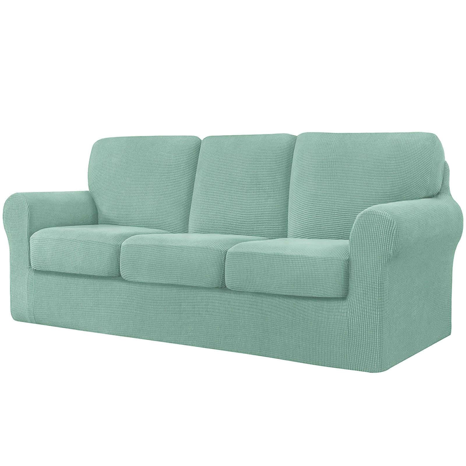 Housse de canapé extensible pour salon chaleureux avec trois dossiers