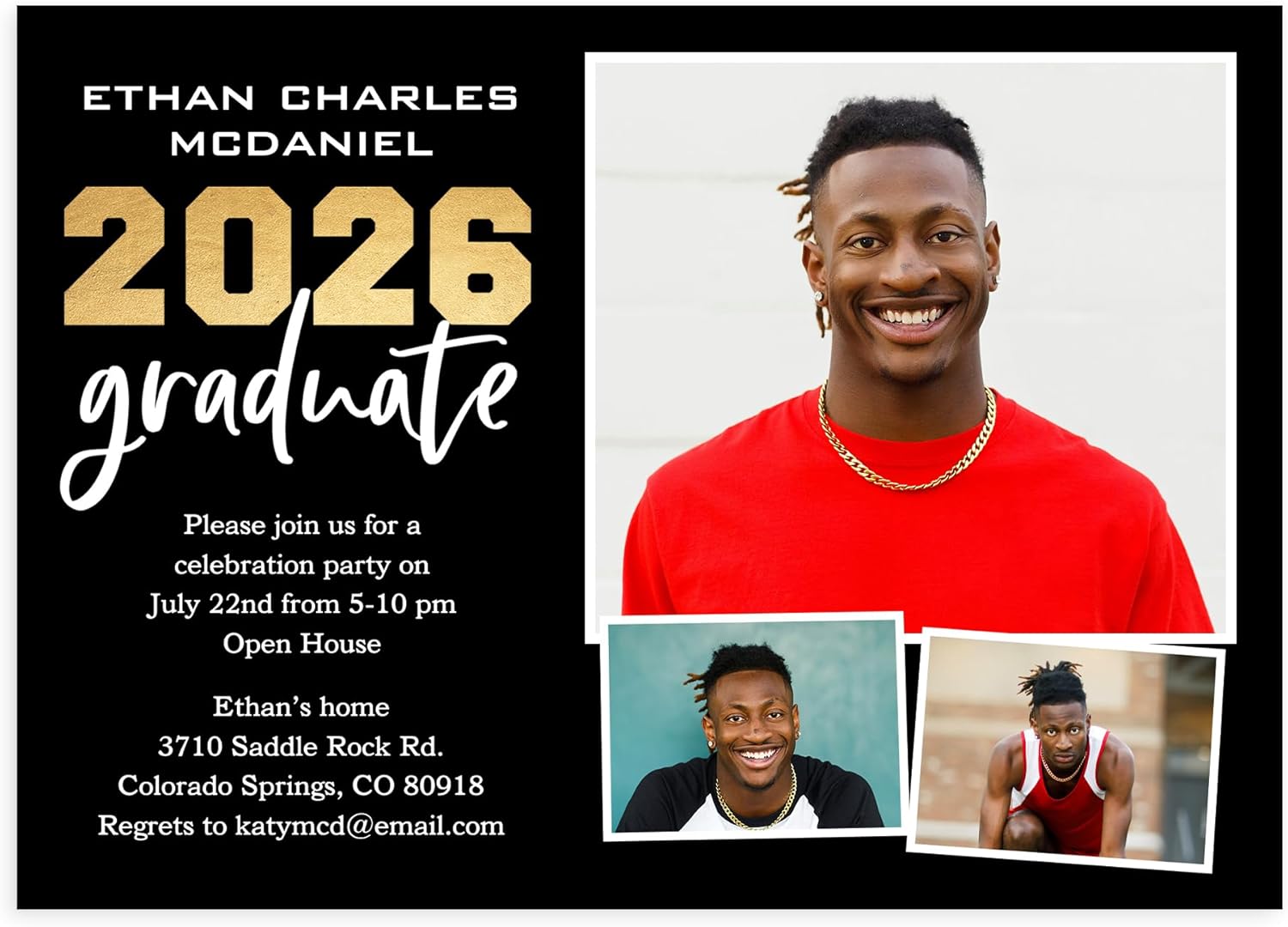 Let's Make Memories Personalized Graduation Announcements Class of 2026 or Any Year - Premium Quality Invitations - 5x7 - Custom Photo Cards & White Envelopes - Graduate Trio - 25 Cards