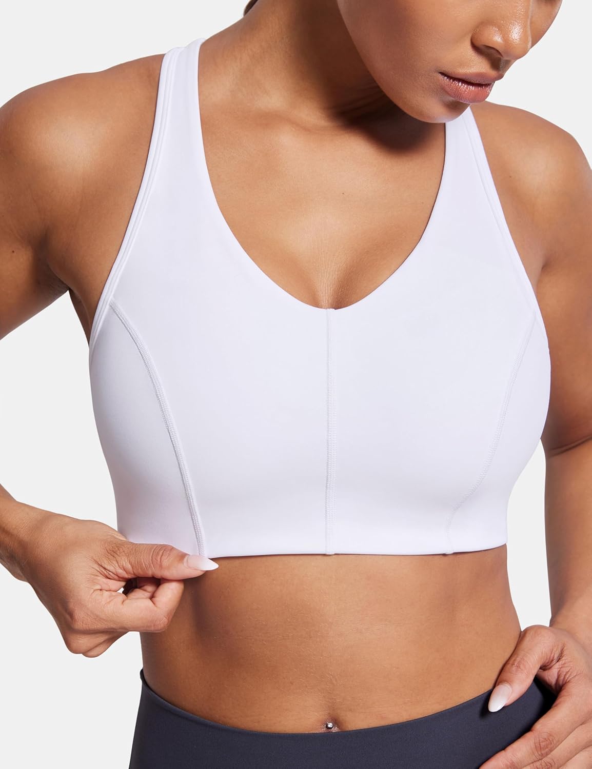 SYROKAN Sports Bras for Women Narrow Racerback Built-in Contour Cup Padded Medium Impact Training Yoga Bra - Image 2