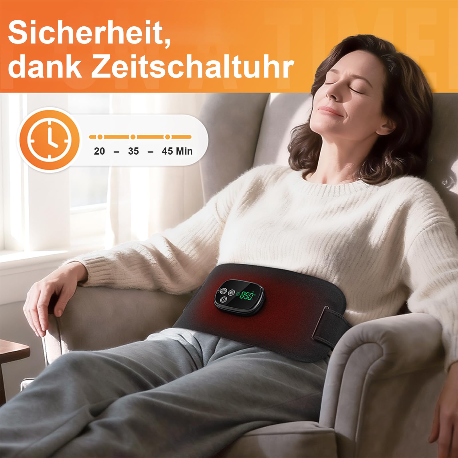 Infrarotlampe Rotlichtlampe Therapie Gürtel 660nm 850nm mit 5000mAh Batterie, 4 Modi Red Light Therapy Belt & 3 Stufen Timer, Entspannende Muskeln, Schmerzlinderung - 20HZ Puls-Modus