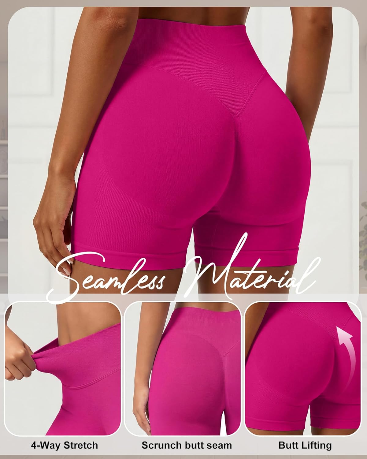 Coume 3 Pack Women Workout Impact Shorts 4.5" Scrunch Butt Lifting High Waisted Seamless Biker Athletic Gym Yoga Shorts - Image 5
