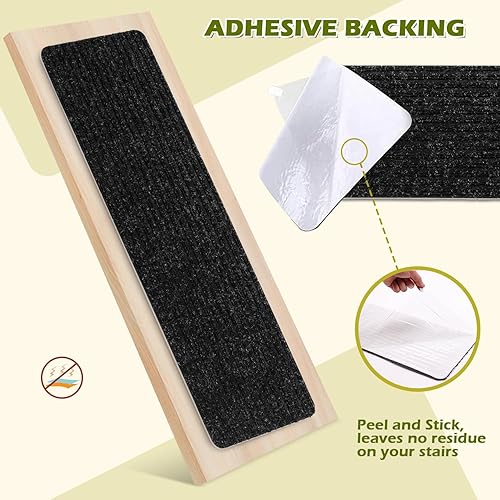 Miniatura 33 de Alfombra antideslizante para peldaños de 30 x 30 pulgadas, alfombra de aterrizaje a juego, antideslizante, resistente al deslizamiento, color negro