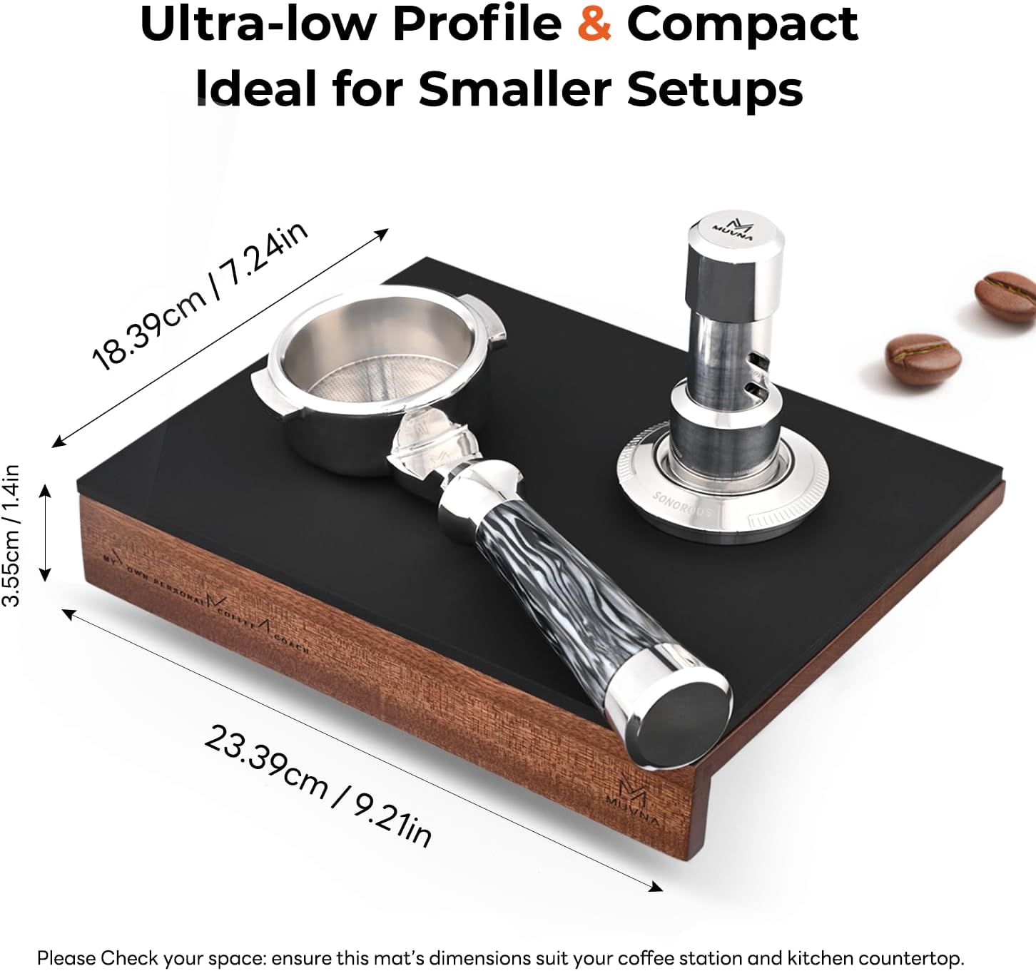 Espresso Tamping Mat, Coffee Tamper Mat,Food-Grade Silicone & Wood Coffee Mat,Non-Slip Waterproof Tamping Pad for Espresso Machine,Coffee Bar Accessories Organizer,9.21"x7.24"