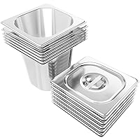 Vista 10 de EGGKITPO Bandejas de Mesa de Vapor de Tamaño Completo Paquete de 6 de 2.5 Pulgadas Bandejas de Acero Inoxidable para Restaurante Bandejas de Comida