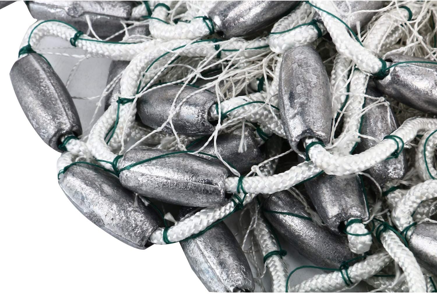 YaeMarine Radius Size 4FT/6FT/8FT/10FT/12FT Hand Made Fishing Cast Salt Net with Real Lead Weights Sinking Fast Heavy Duty for Bait Trap Fish