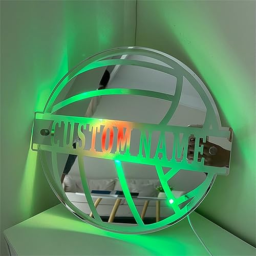 Miniatura 6 de Espejo con nombre de voleibol personalizado, luz LED de neón para voleibol, letrero luminoso, letrero de voleibol, regalos para cumpleaños, Navidad,