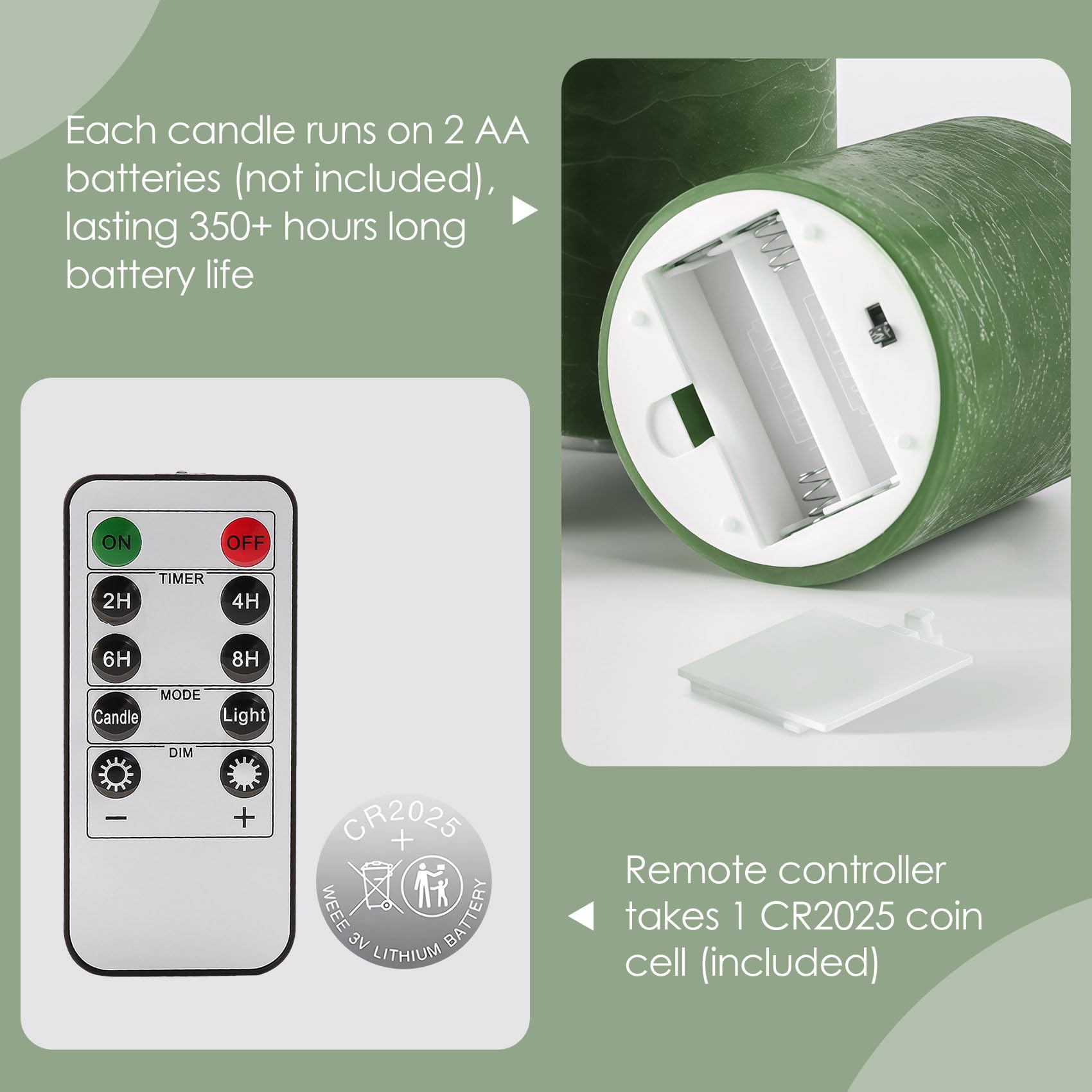 Lights4fun, Inc. TruGlow - Set Di 3 Candele A Pilastro Senza Fiamma