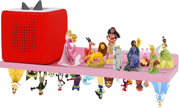 Wooden Wall Shelf For Tonies Figures - Holds 36, Magnetic Display & Storage With Charging Station