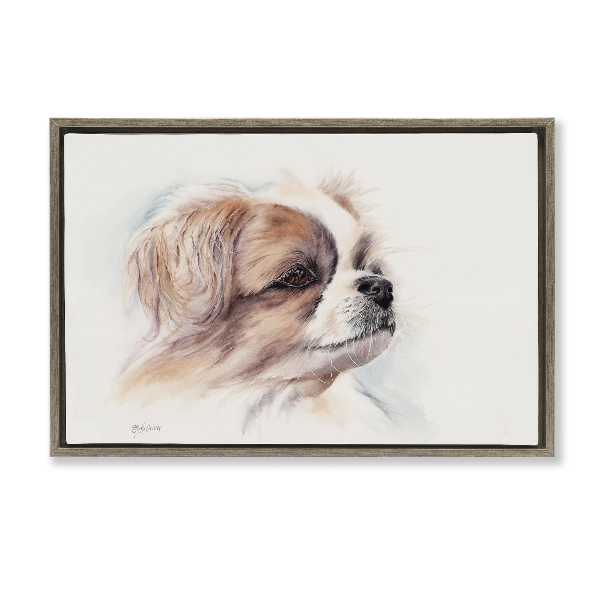 Stupell Industries Expressive Dog Face Portrait Brown Framed Floater Canvas Wall Art, design by Cady Driver, 17 x 25