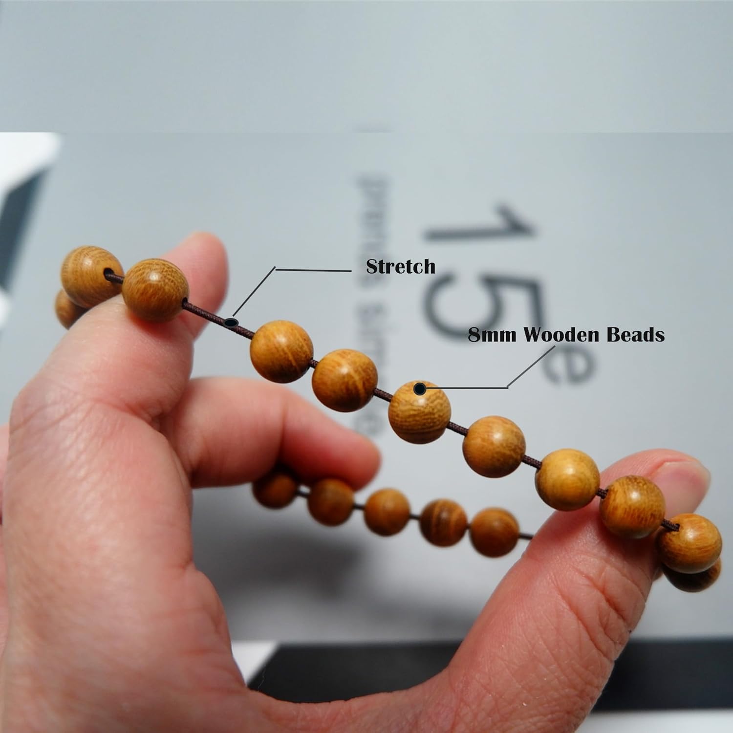 Wooden Beaded Bracelet Multi-Layered Stretch Bracelet for Men and Women Elastic Bracelet 6pcs - Image 3
