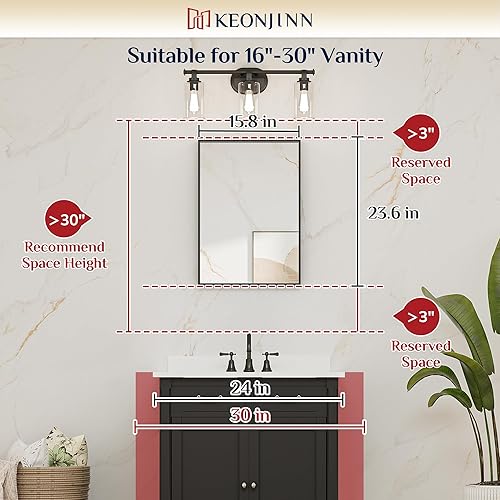 Miniatura 117 de Keonjinn Espejo de baño dorado de 48 x 36 pulgadas, espejo rectangular con marco de metal dorado cepillado, espejo de pared grande rectangular