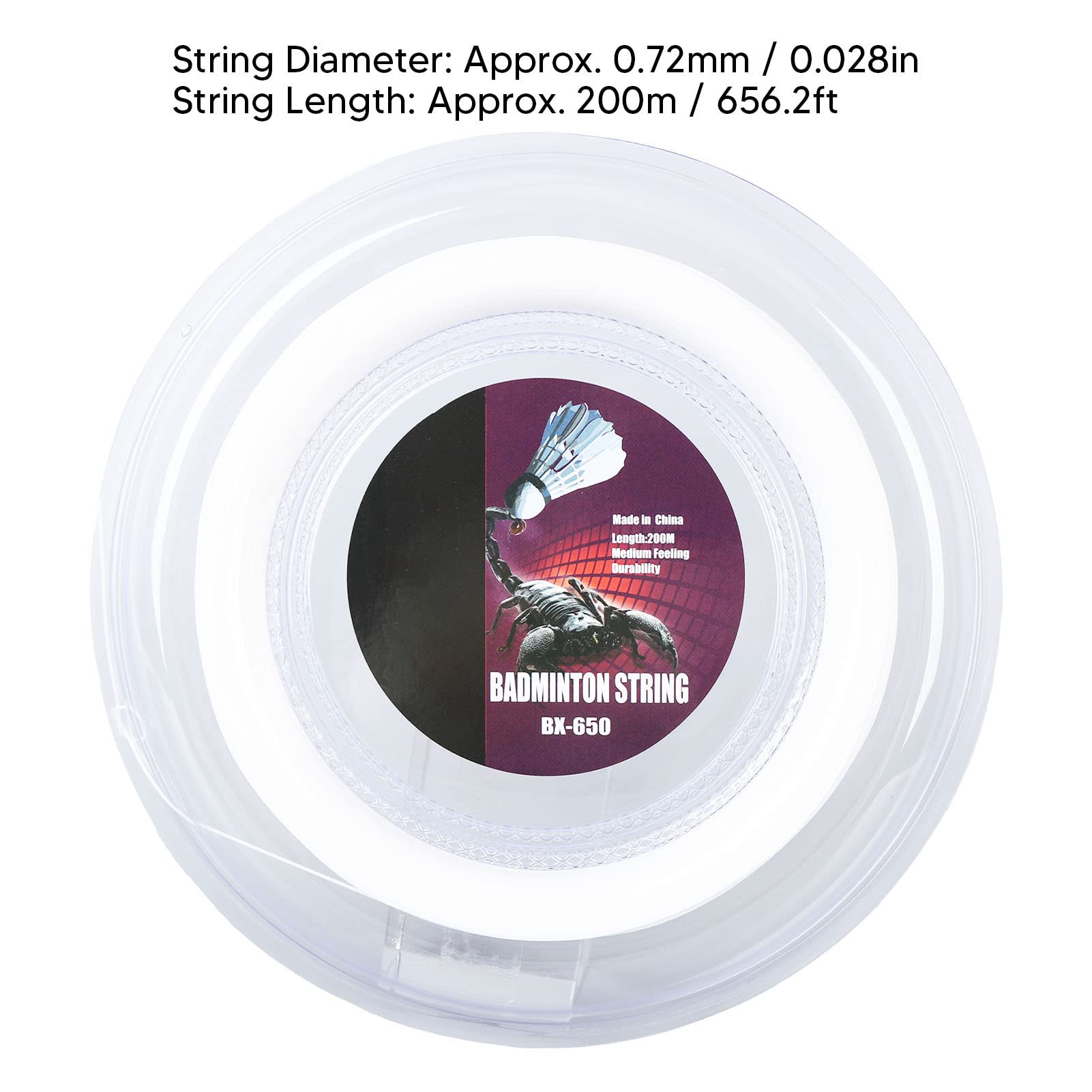 Badminton Raquette Cordage Badminton Corde Badminton Ligne Badminton Raquette Ligne 0.72mm 200m Badminton Raquette Corde Nylon Badminton Entraînement Raquette Corde Ligne (Blanc)