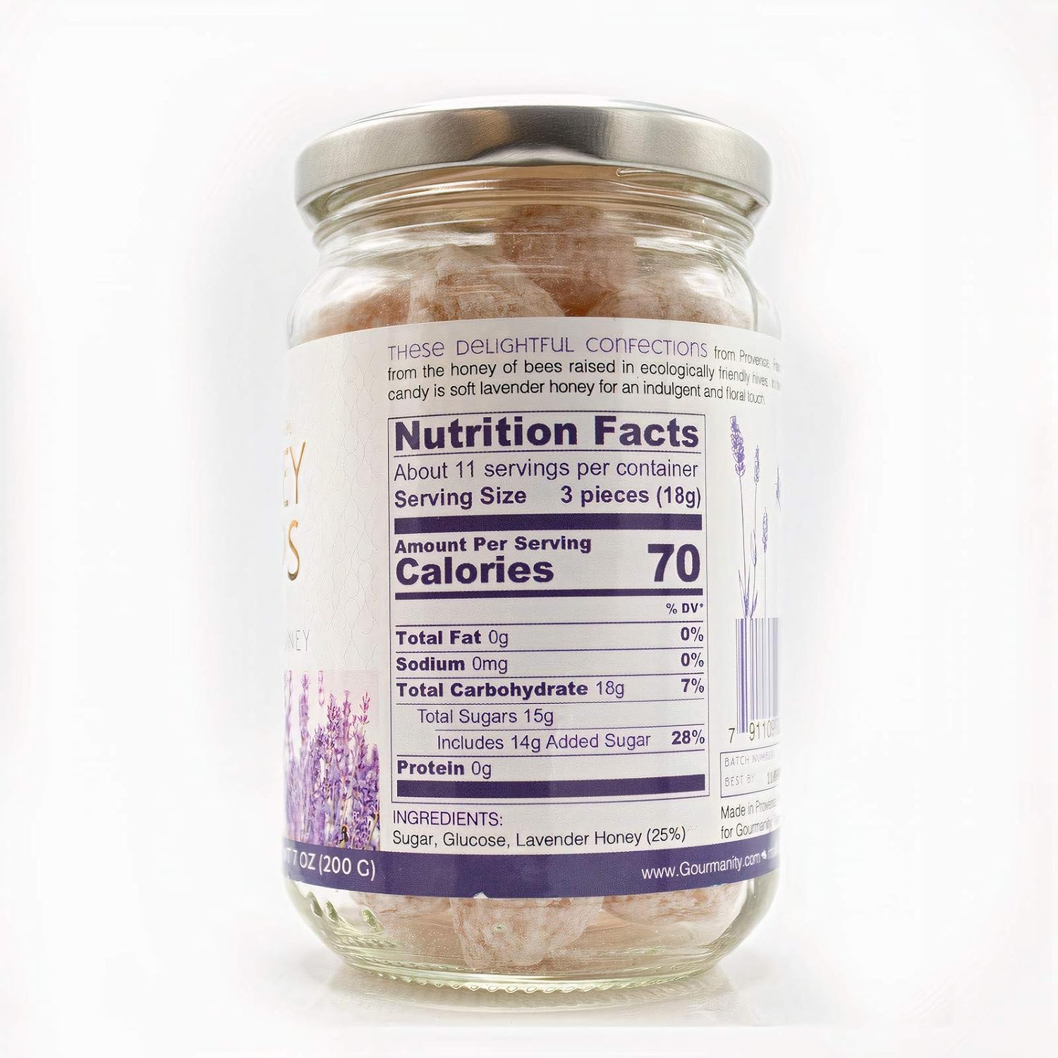 Gourmanity Honey Drops Made with Lavender Honey, Fruity and Floral Touch Carefully Crafted from Natural Honey, Gift your Family Artisan European Candy, Made in Provence, France, 7oz (Pack of 2)