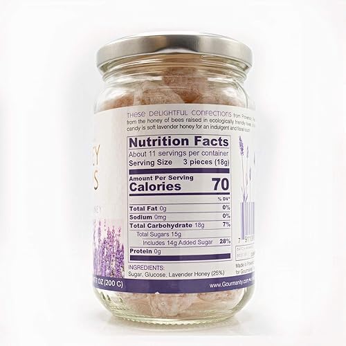 Miniatura 2 de Gourmanity Gotas de miel hechas con miel de lavanda, tarro de 7 onzas, caramelo de miel dura de Provenza, Francia, Boules Fourrees Miel, gotas de