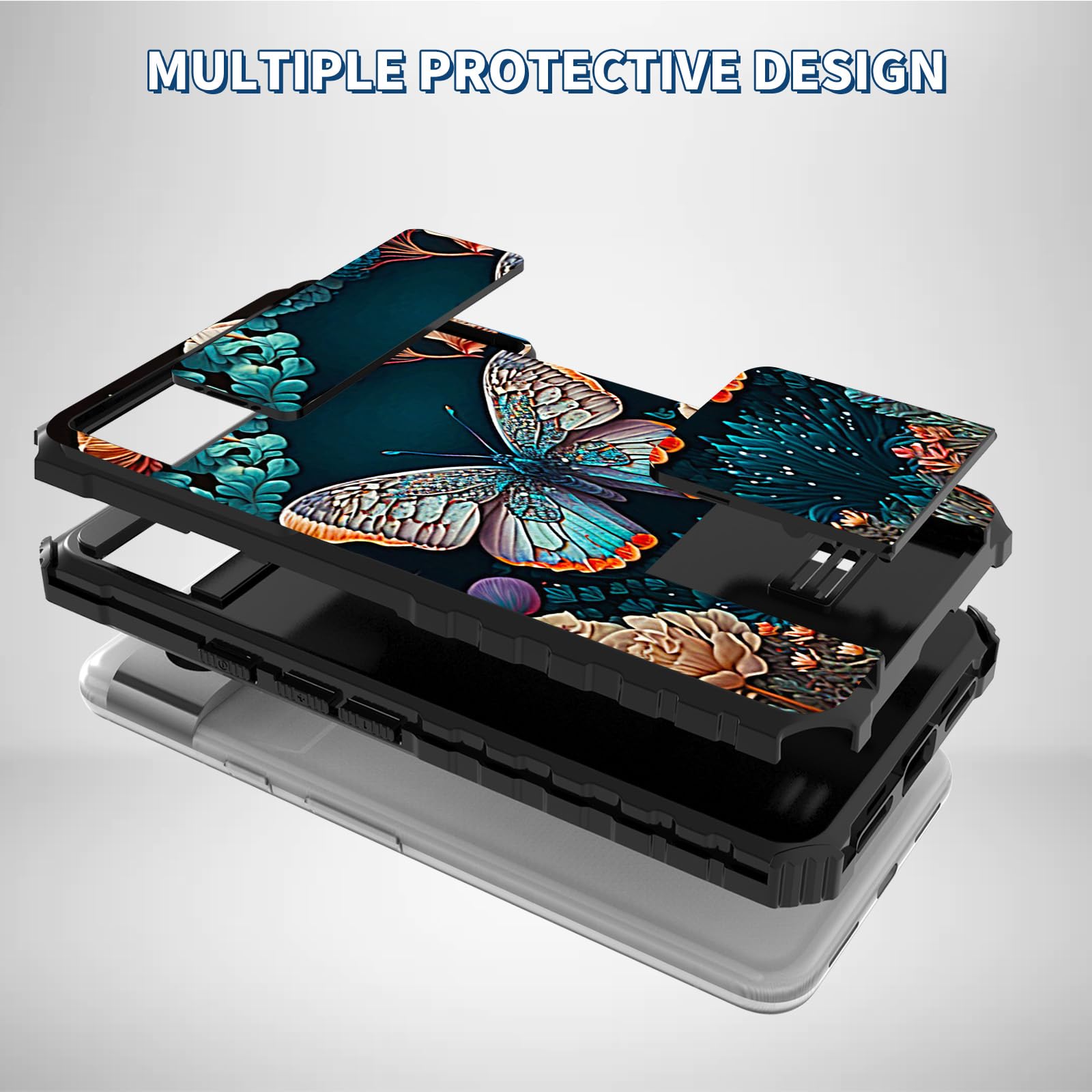 RWUTYTIUL For Google Pixel 8 2023 Phone Case With Sliding Camera Cover, Slim Kickstand Dual Layer Hard PC & Silicone Shockproof Protection Case For Google Pixel 8 5G 6.2 Inch, Purple - View #3