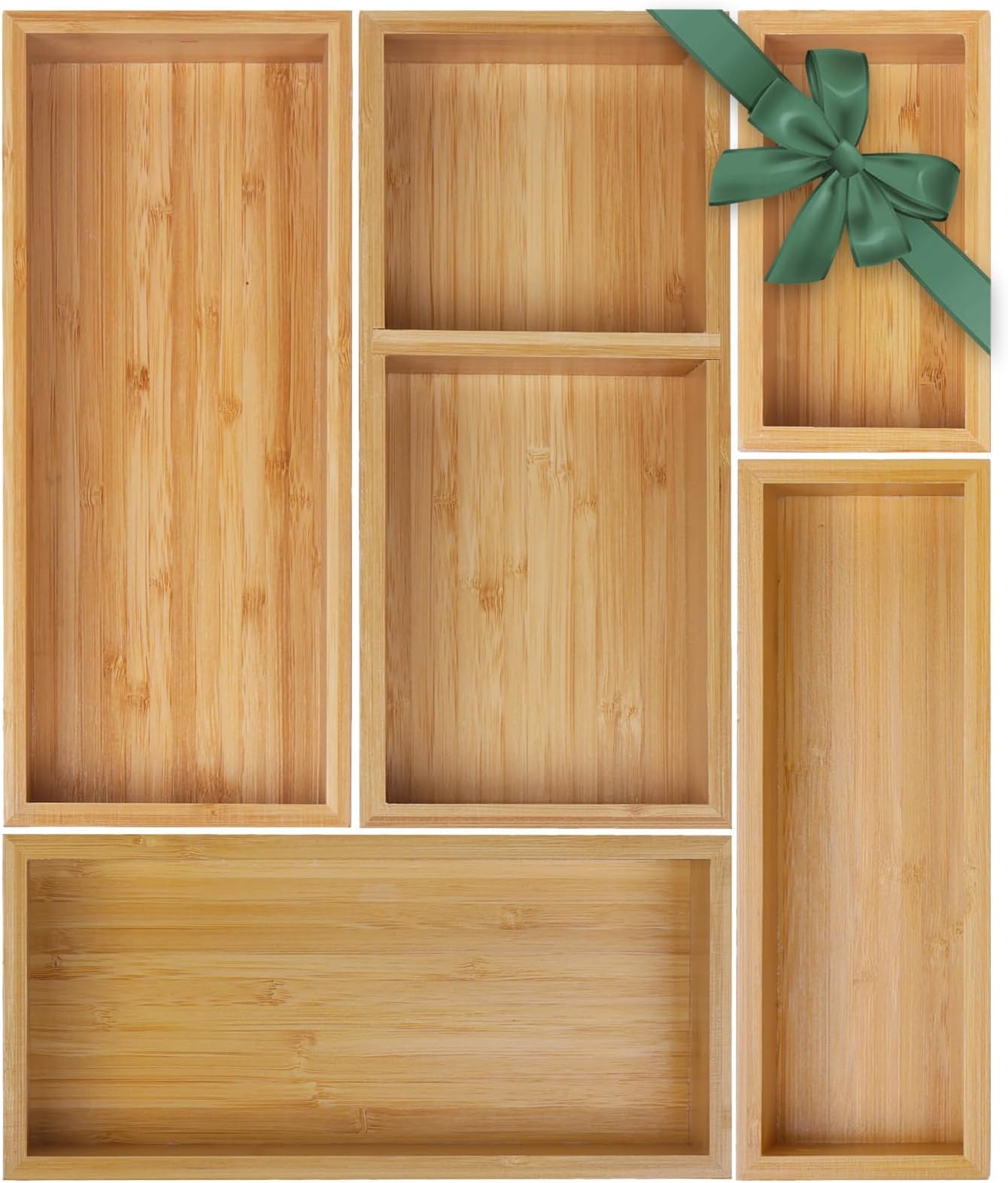 MapleGrace Bamboo Drawer Organizer Multi-Use for Kitchen, Bathroom, Office Desk, Makeup, Jewelry